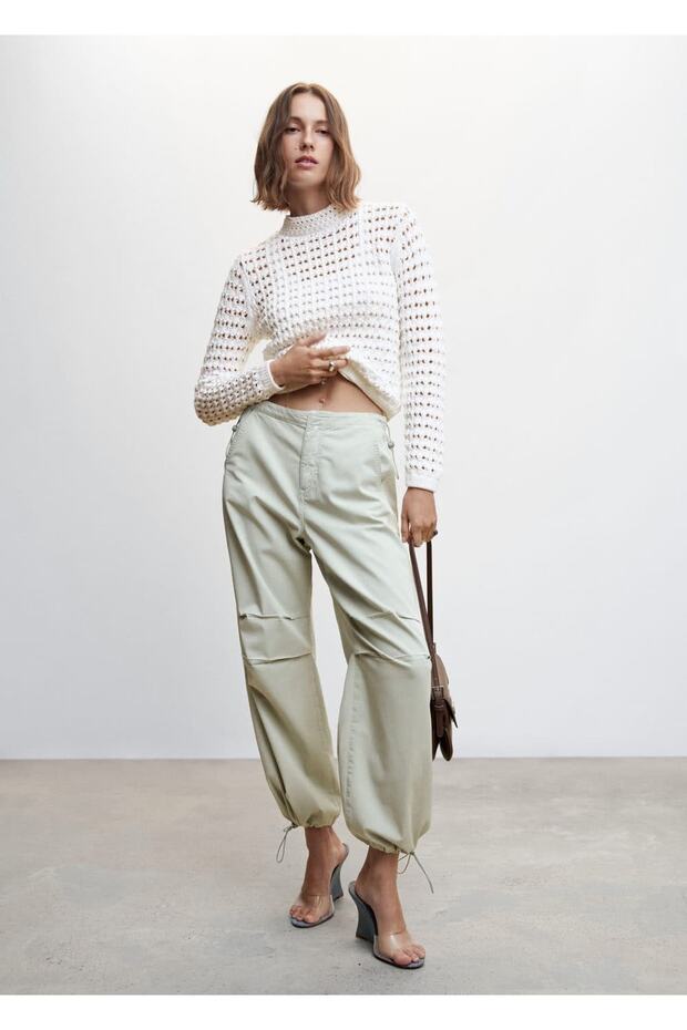 Ajur Örgü Perkins Yaka Kazak - 2