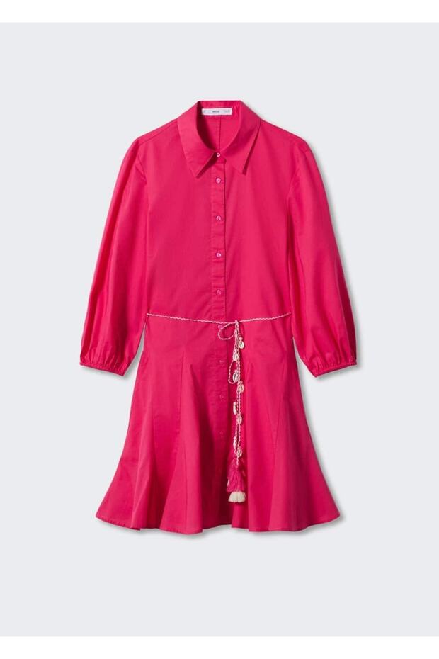 Kordonlu Gömlek Elbise - 3