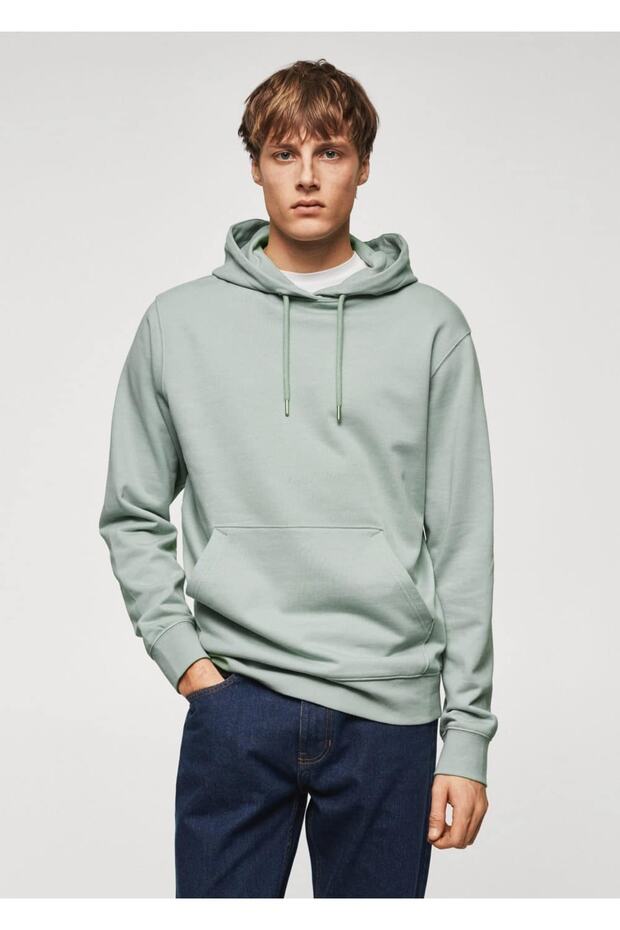 Kapüşonlu Basic Hafif Sweatshirt - 1