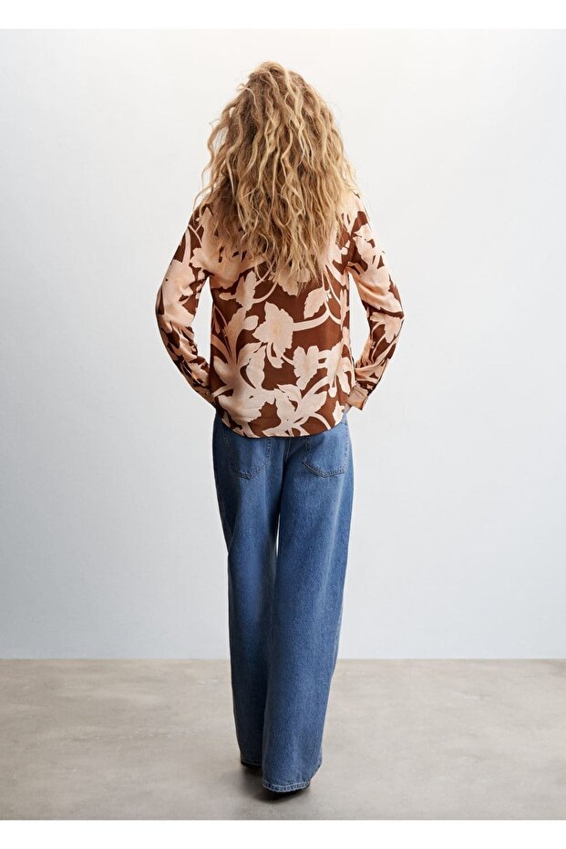 Desenli Saten Bluz - 4