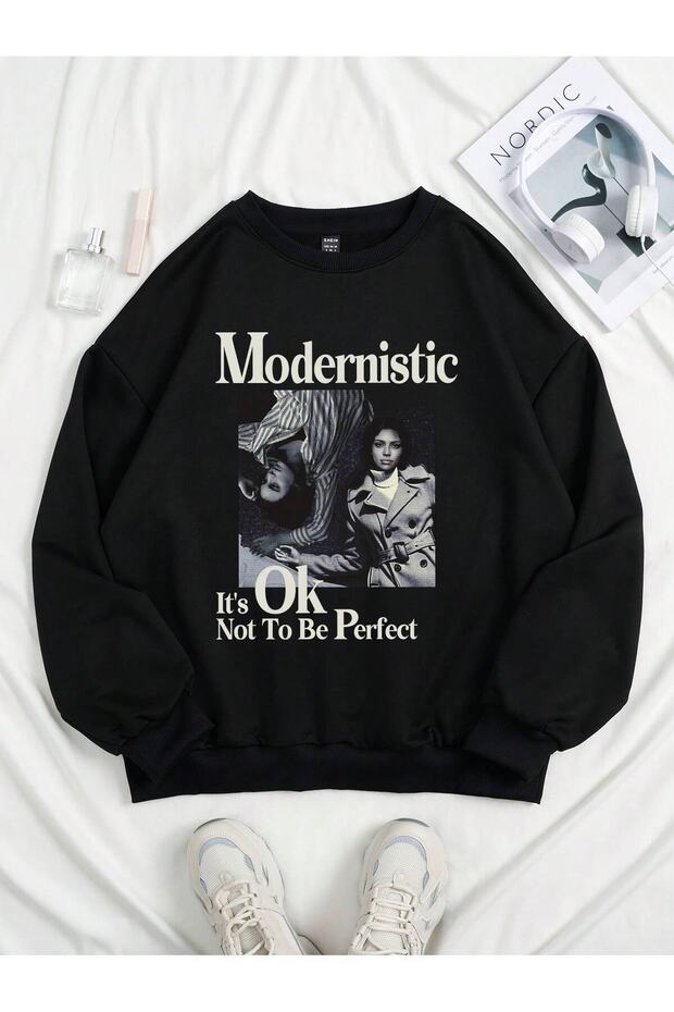 Kod Adr-Shen Coolane Slogan & Figure Graphic Drop Shoulder Sweatshirt