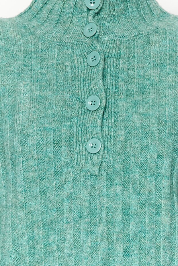 Weit geschnittener, weicher Strickpullover Mint – Stehkragen - 8