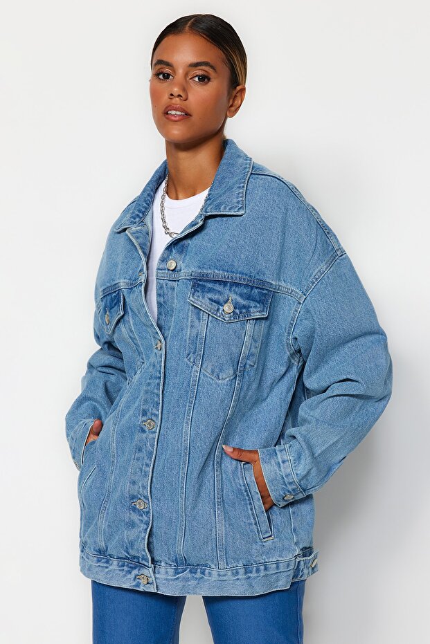 Mavi Oversize Trucker Denim Ceket TWOAW23CE00189 - 1