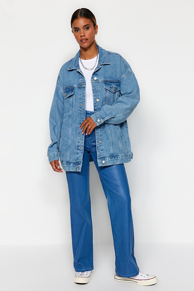 Mavi Oversize Trucker Denim Ceket TWOAW23CE00189 - 4
