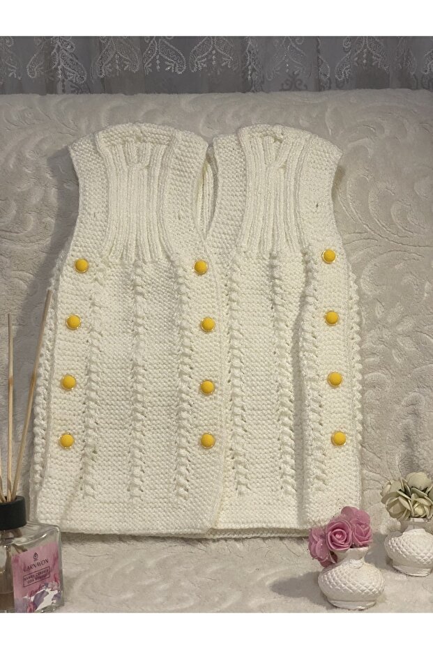 Beyaz El Örgü Yelek - 2