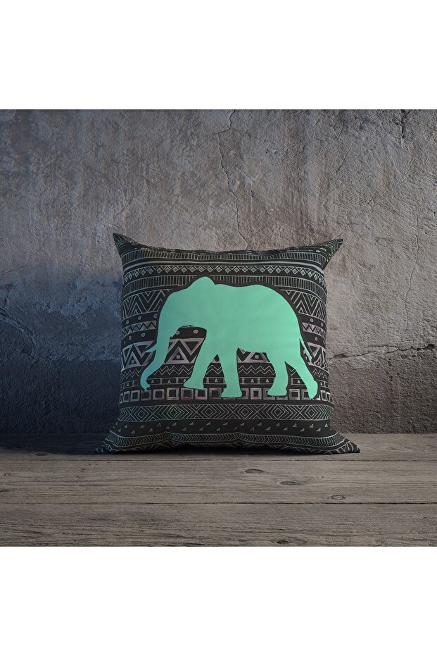 Ethnic Elephant Patterned Special Design Double Sided Printed Throw Pillow Cover