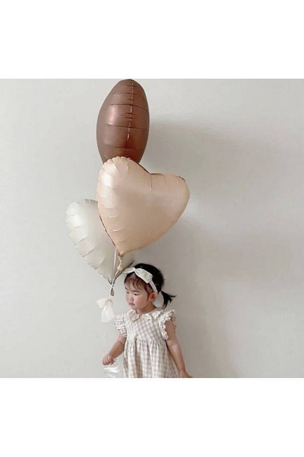 Kahve Retro Stin Renkler Balon Demeti 3 lü kalp - 3