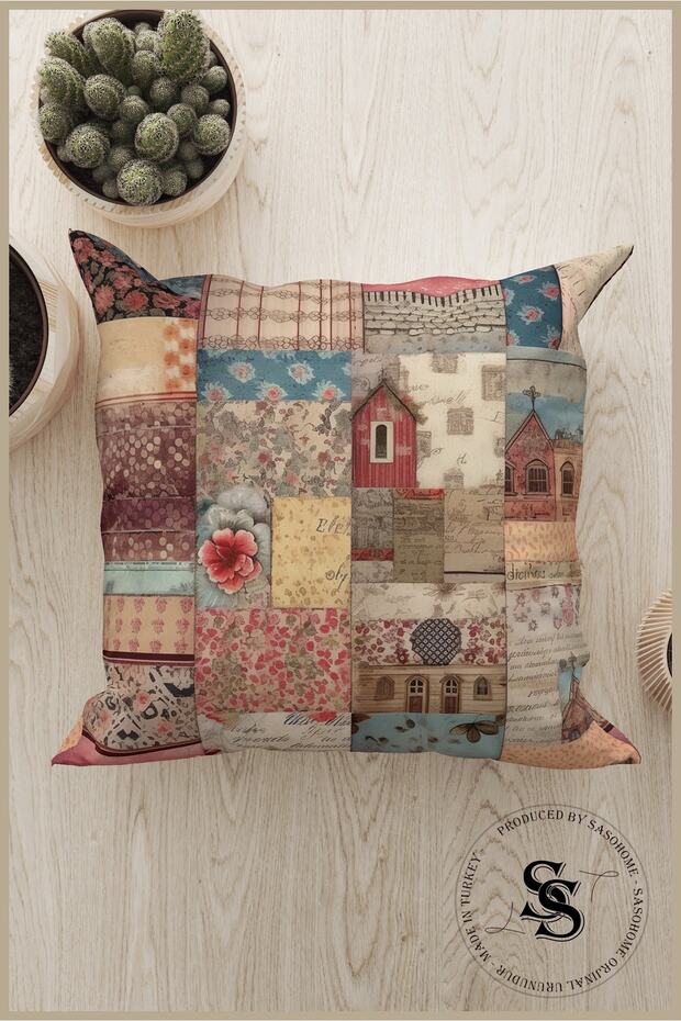 غطاء وسادة مطبوع رقميًا بنمط ماندالا مرقع - 3