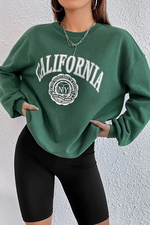 Plus Size California Excellence Printed 3 thread Oversize Sweatshirt