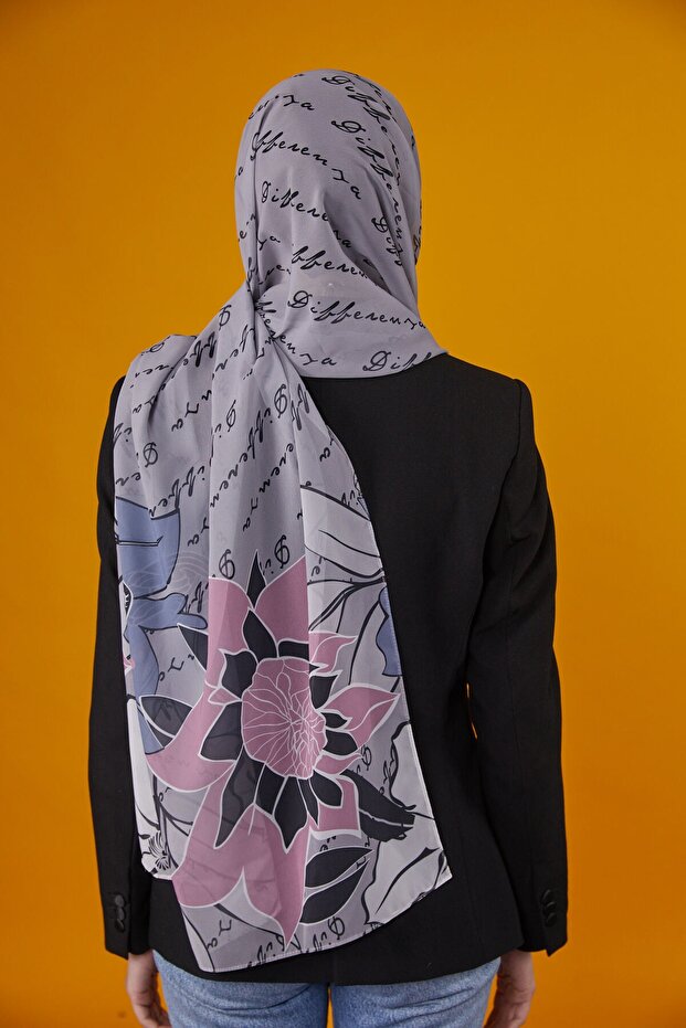 LOTUS PATTERNED SHAL - GRAY - 3