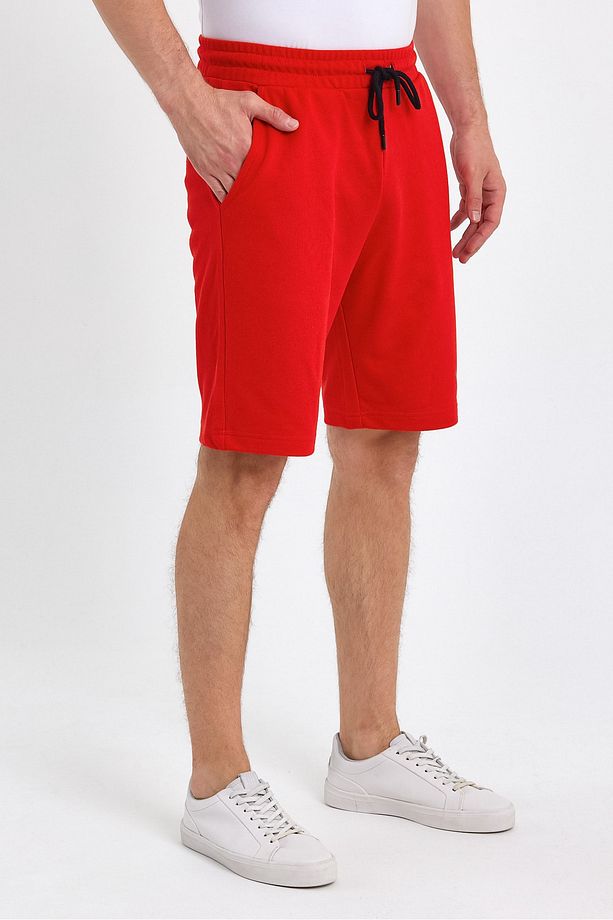 Erkek Kırmızı Standart Fit Normal Kesim Casual Örme Şort - 3