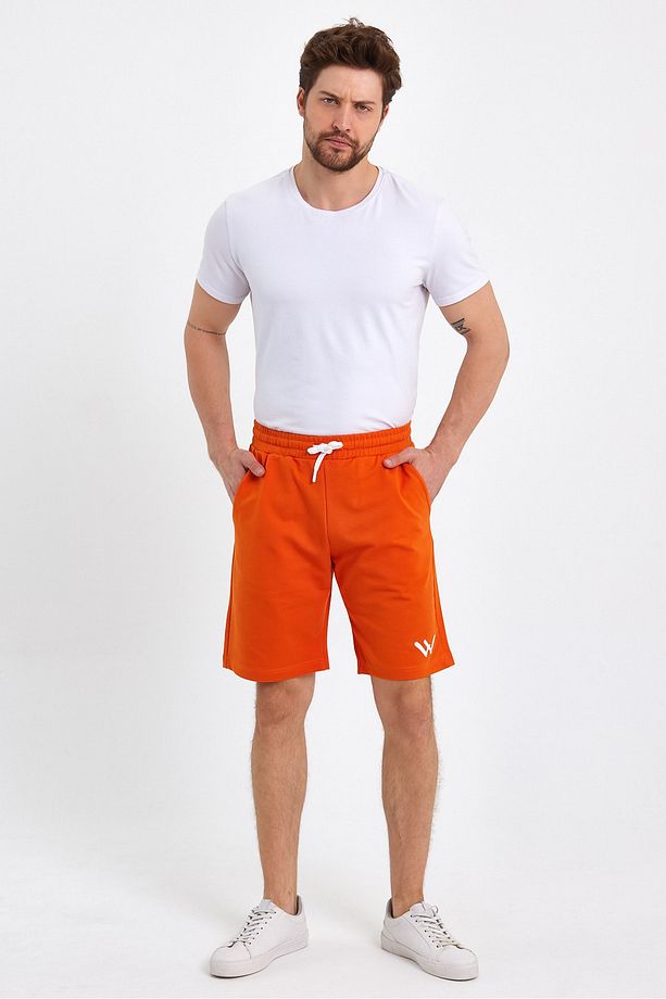 Erkek Turuncu Standart Fit Normal Kesim Casual Örme Şort - 6