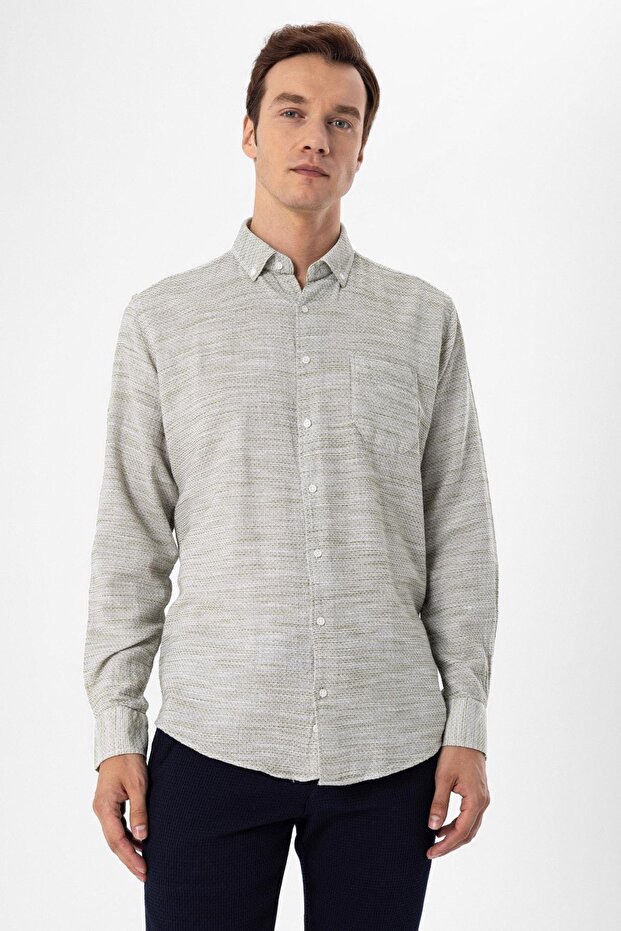 Köşeli Manşet Regular Kalıp Düz Gömlek - 3