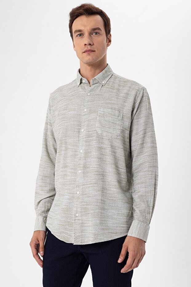 Köşeli Manşet Regular Kalıp Düz Gömlek - 4