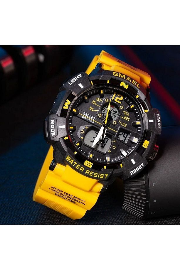 8045 Sarı Dijital Ve Analog Erkek Kol Saati - 1