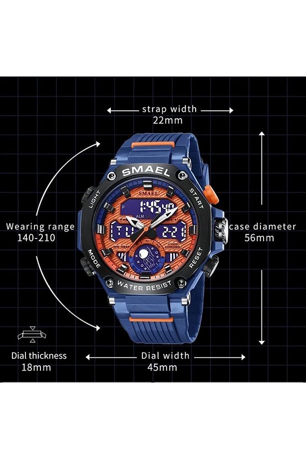 8069 Mavi Dijital Ve Analog Erkek Kol Saati - 4