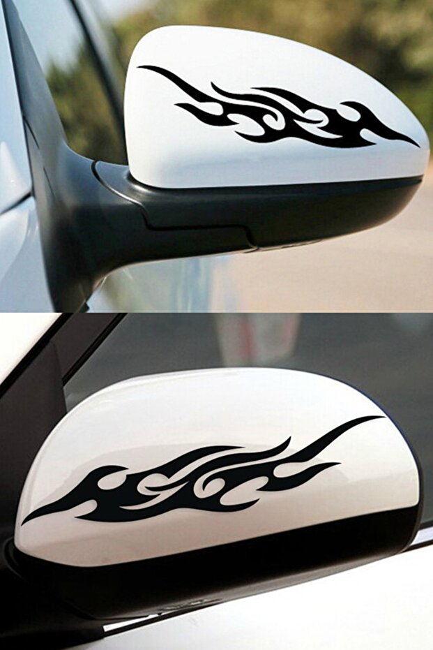 Flame pattern rearview mirror Sticker 13x4 cm