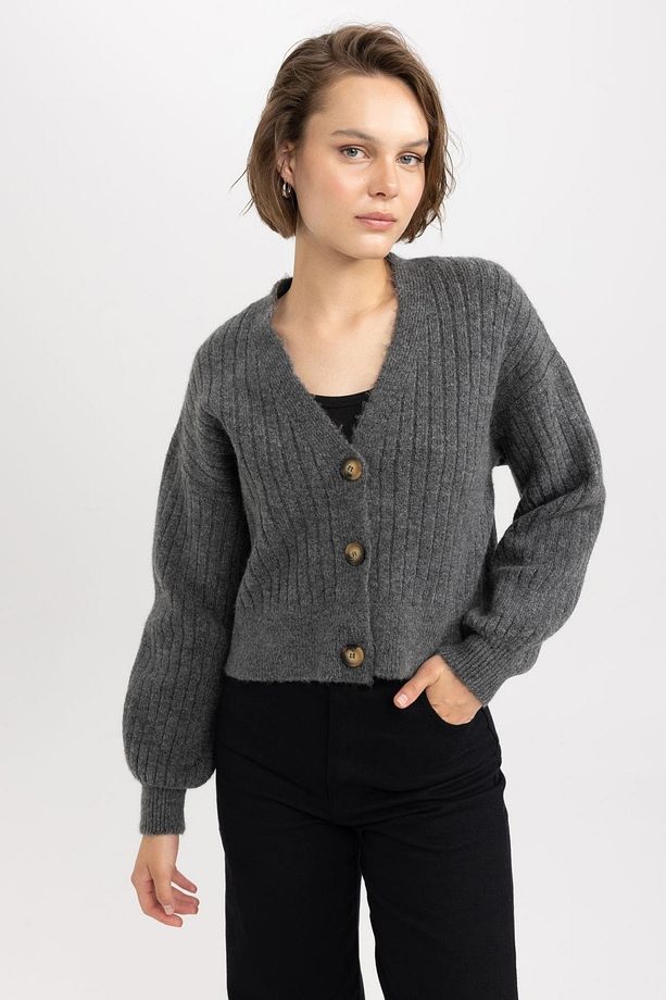 Regular Fit V Yaka Triko Hırka R1389az23wn - 1