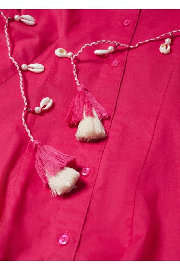 Kordonlu Gömlek Elbise - 5