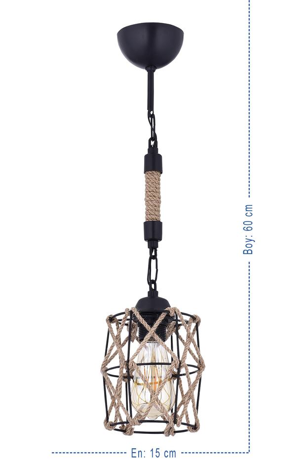 SİDE HALATLI TEKLİ SARKIT AVİZE (SİYAH) - 1