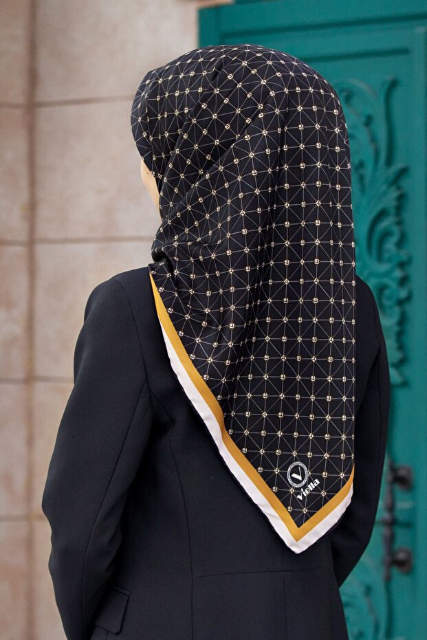 Women's Twill Scarf Black Gold