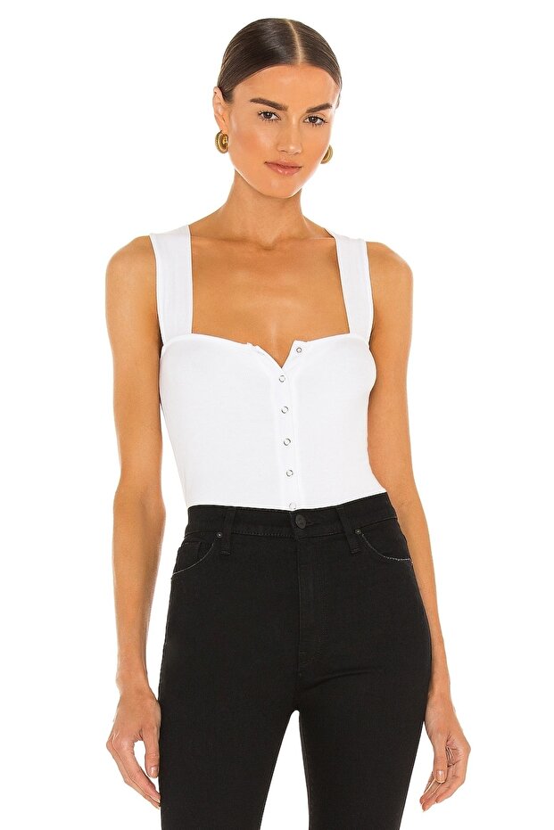 WOMEN'S WHITE JERSEY BLOUSE WITH SNAP BUTTONS AT THE FRONT