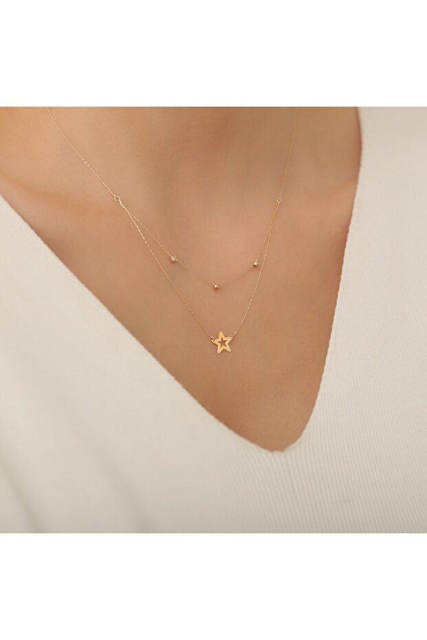 14 Ayar Yıldız Kolye - 5
