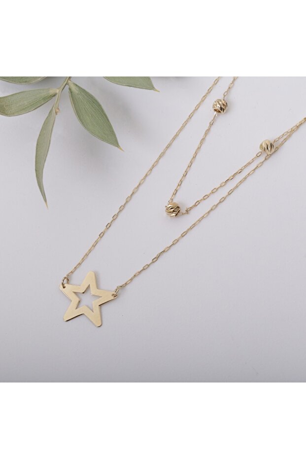 14 Ayar Yıldız Kolye - 6