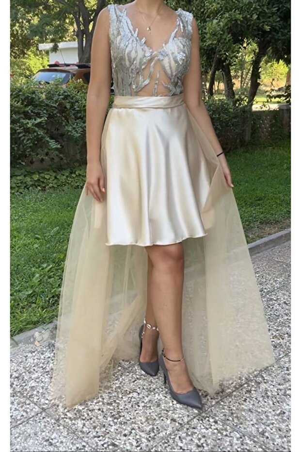 Tasarım gold elbise