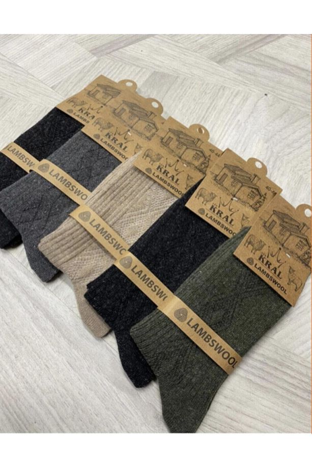 Kışlık Yün Erkek Çorap Lambswool 5'li Paket - 2