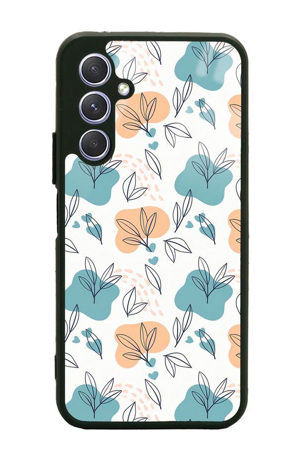 Samsung A54 Glossy Phone Case with Tiny Leaves Design