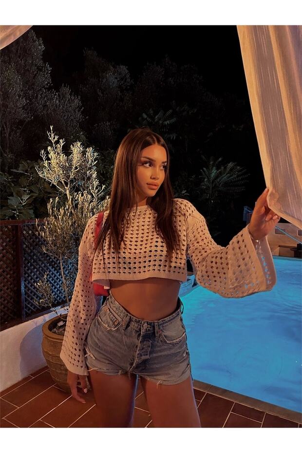 Ajurlu Triko Crop - 4