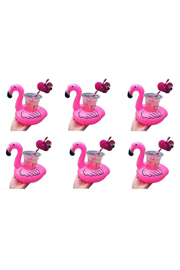 Flamingo Havuz Deniz Şişme Bardak Tutucu Float Bar 6 Adet - 1