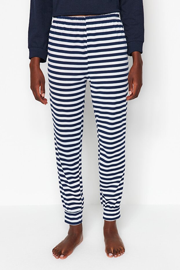 Lacivert %100 Pamuklu Ayıcıklı Örme Pijama Takımı THMAW21PT0302 - 5
