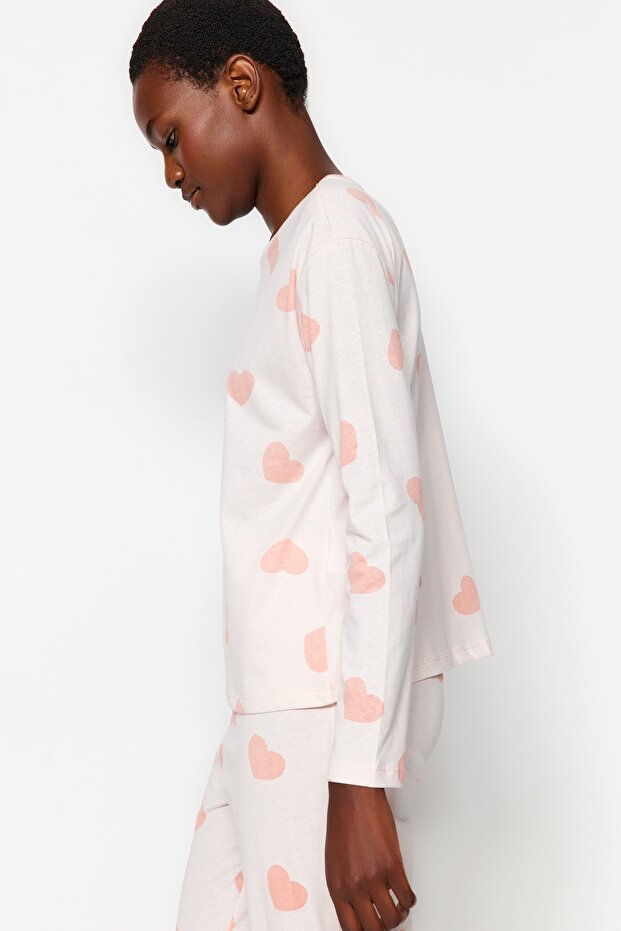 Heart Powder Pajama Set 100% Cotton - THMAW21PT0566 - 4