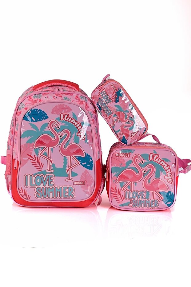 7211 Flamingo School Backpack Set of 3