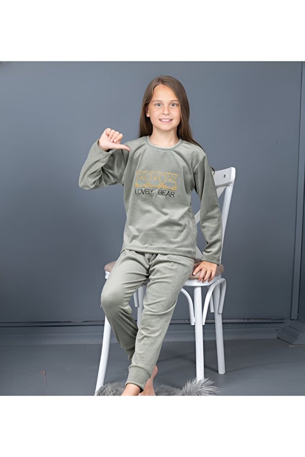 GIRL'S FIGURED VELVET PAJAMAS SET