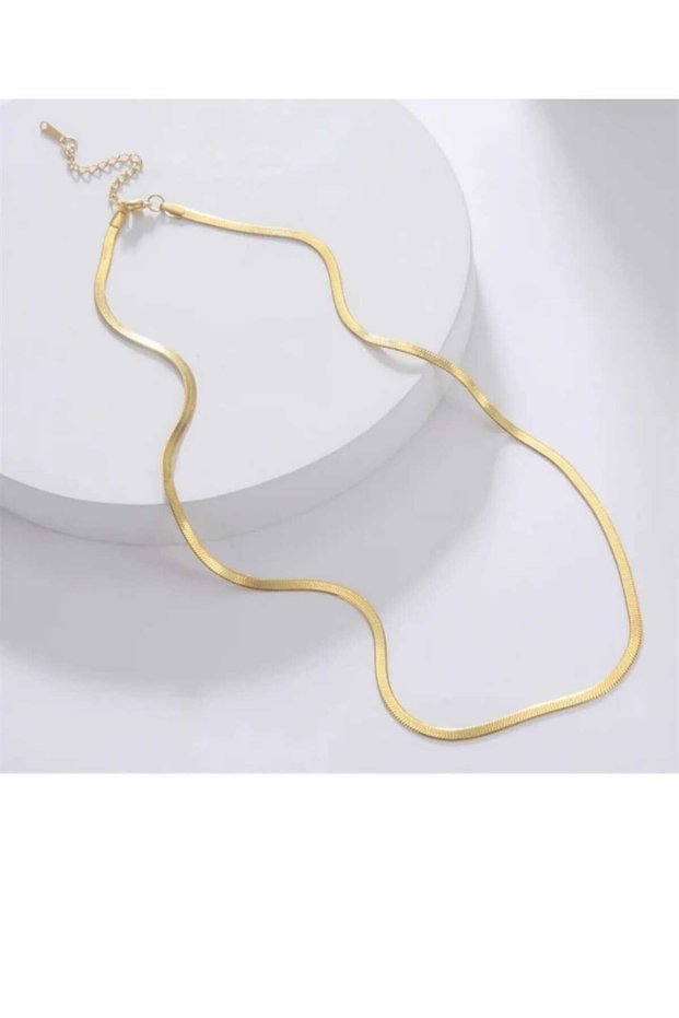 Stainless Steel Italian Crush Thin Chain Unisex Necklace Gold 1 Mm 40 5 Cm With Heart