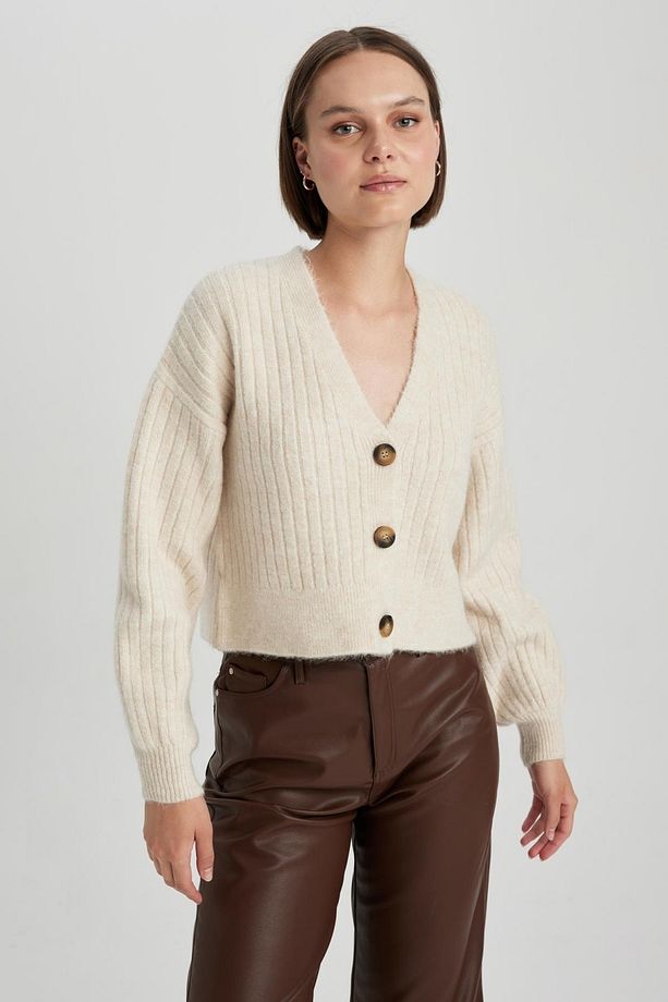Regular Fit V Yaka Triko Hırka R1389az23wn - 1