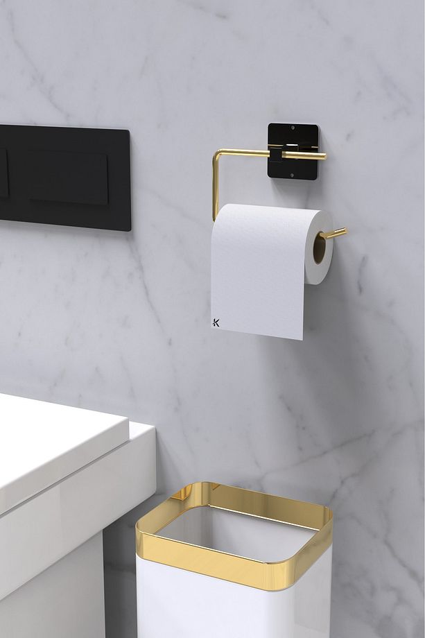 Yapışkanlı Gold Tuvalet Kağıdı Tutacağı/Tuvalet WC Kağıtlık - 2