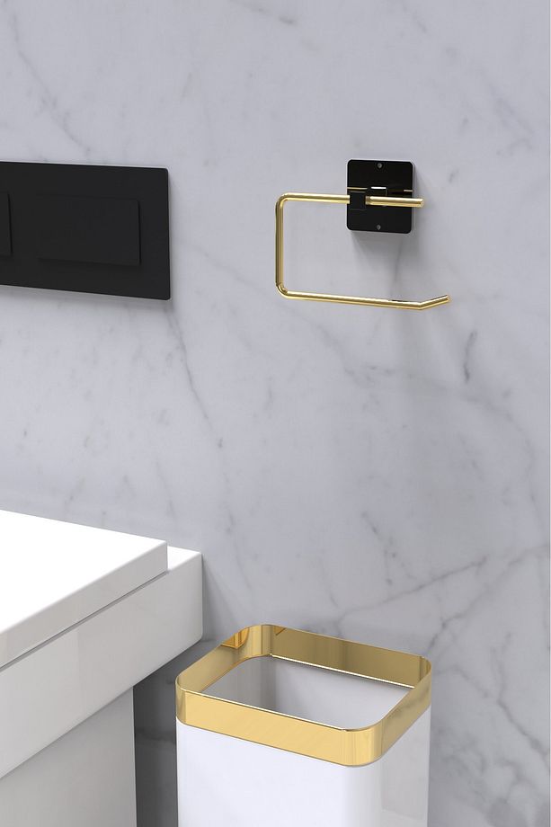 Yapışkanlı Gold Tuvalet Kağıdı Tutacağı/Tuvalet WC Kağıtlık - 3