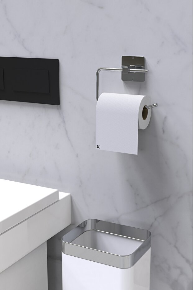 Yapışkanlı Gümüş Tuvalet Kağıdı Tutacağı/Tuvalet WC Kağıtlık - 2