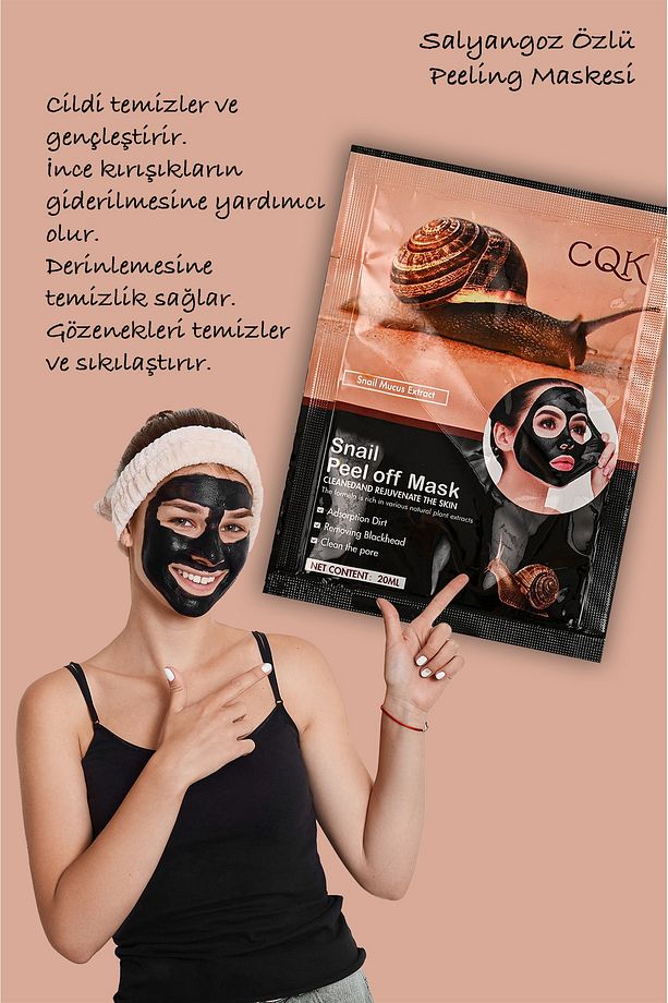 5 Adet Siyah Nokta Maskesi Salyangoz Mukus Özü Kürü Sürülebilir Yüz Maskesi Snail Mucus Xlm618 - 3