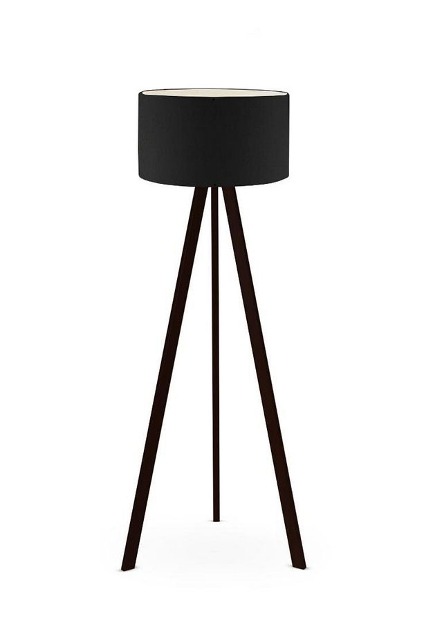 Art Tripod Ahşap Ayaklı Lambader Köşe Lambası Siyah Kumaş Dark - 3