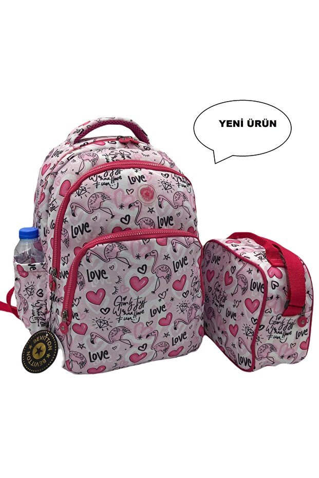 حقيبة ظهر للمدرسة الابتدائية بنمط فلامنغو مقاومة للماء - 1