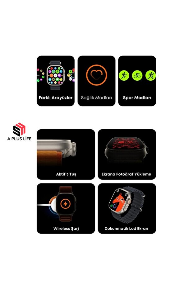 Watch Akıllı Saat Bluetooth Ultra Akıllı Saat Ios Ve Andorid Uyumlu Smartwatch Spor Ve Sağlık Sensör - 7