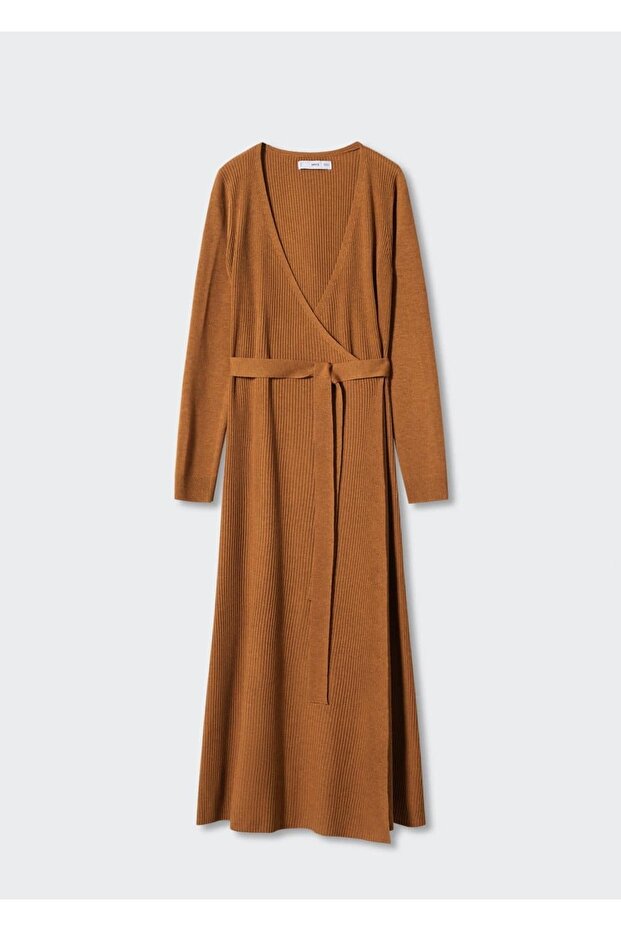 Bağ Detaylı Triko Elbise - 3