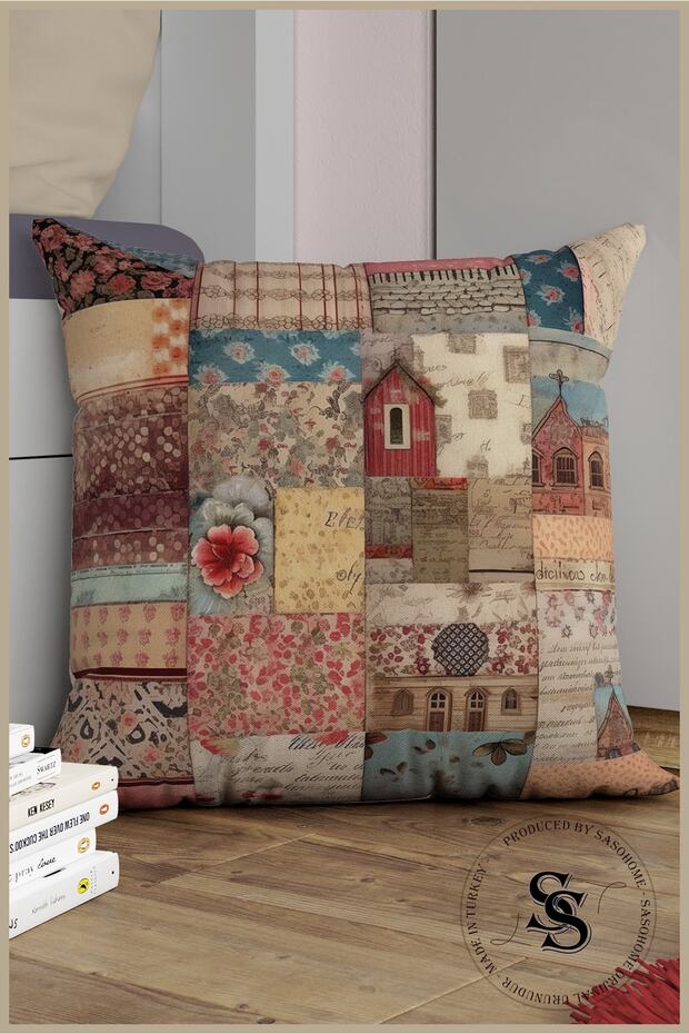 غطاء وسادة مطبوع رقميًا بنمط ماندالا مرقع - 1