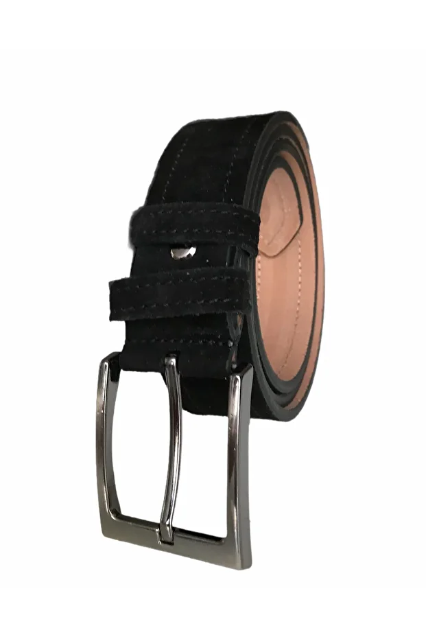 Hakiki Deri 2'li Set Süet Krem, Siyah Kemer 4cm=tyc00203896709 - 5