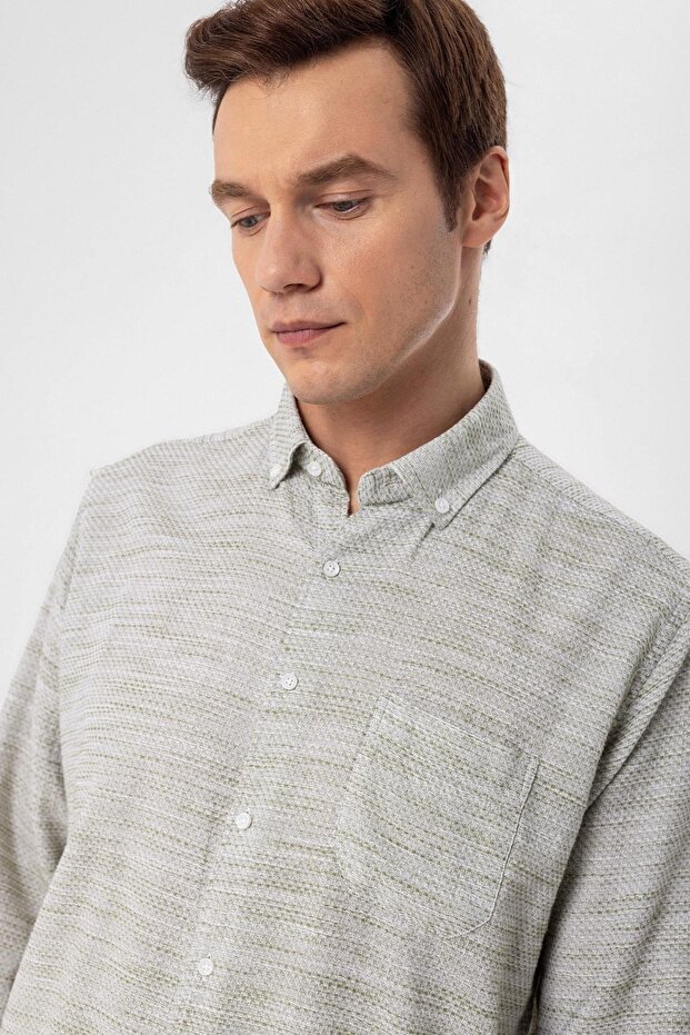 Köşeli Manşet Regular Kalıp Düz Gömlek - 5